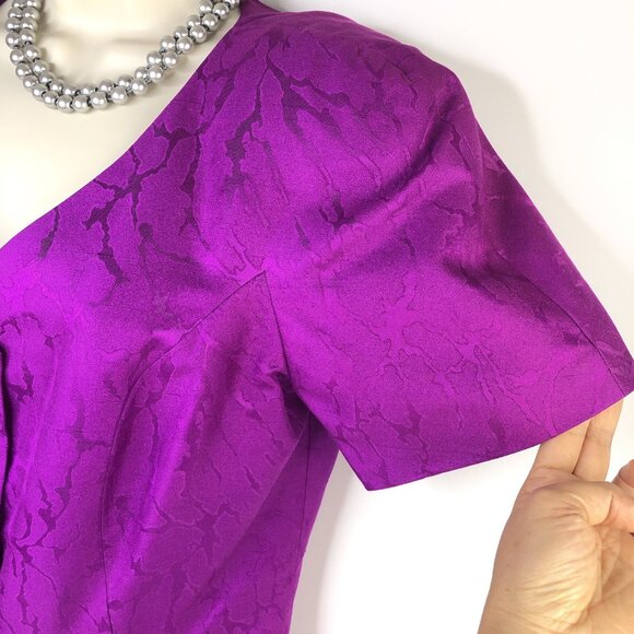 Rimini Saks Fifth Avenue Purple Evening Top Skirt Suits Sz 6 Silk Gold Bottons - Picture 12 of 16